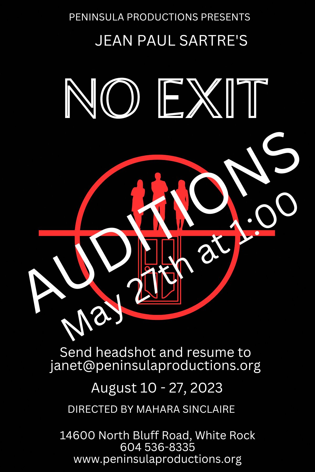 No Exit Audition call revised for website No Exit poster